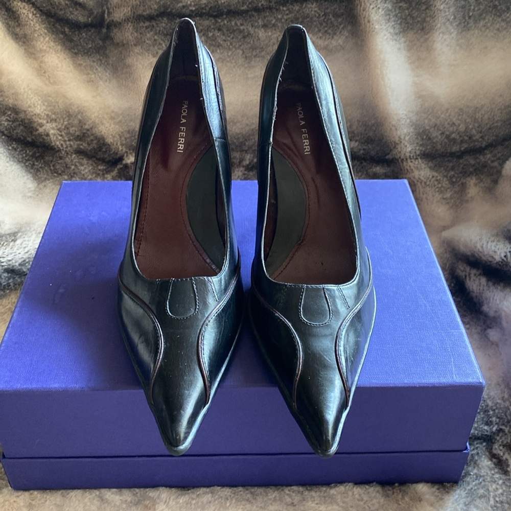 Paola Ferri Black Red Details Shoes Made in Italy 🇮🇹